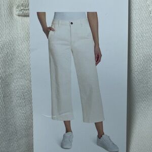 Ella Moss Women's Size 6 Wide Leg Crop Cream Cotton Blend H0841